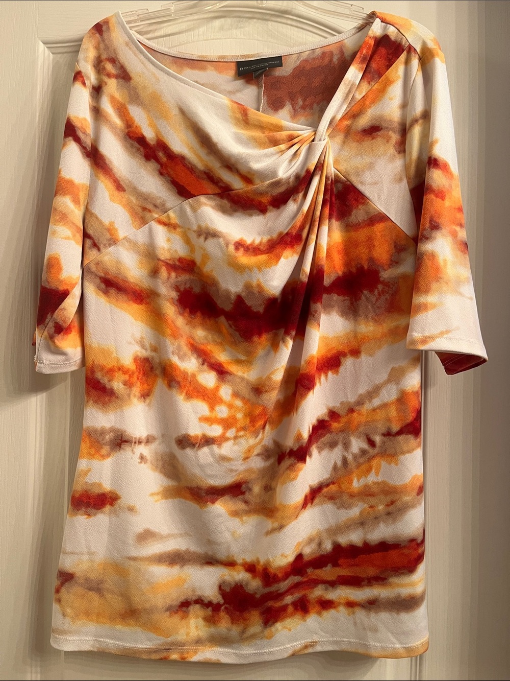 BOLD elements Tie-Dye Pullover Top in Rust, Orange & Cream